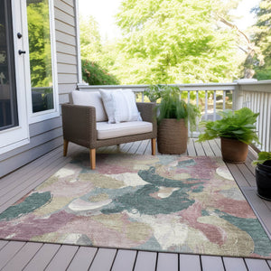 HomeRoots 5' Abstract Washable Indoor Outdoor Area Rug in Mauve, Beige, and Sage - Stylish & Durable Design 8' X 10' 627578