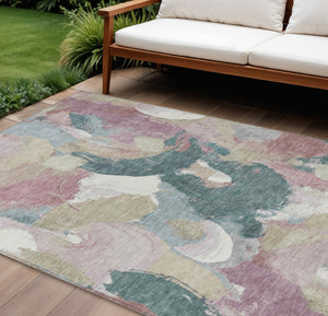 HomeRoots 5' Abstract Washable Indoor Outdoor Area Rug in Mauve, Beige, and Sage - Stylish & Durable Design 9' X 12' 627579