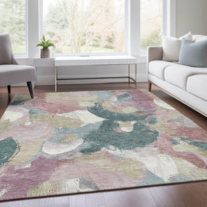 HomeRoots 5' Abstract Washable Indoor Outdoor Area Rug in Mauve, Beige, and Sage - Stylish & Durable Design 9' X 12' 627579