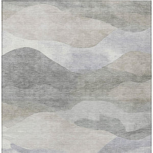 HomeRoots 5' Beige and Gray Abstract Area Rug - Stylish, Washable Indoor/Outdoor Design for High-Traffic Spaces 5' X 8' 627594