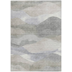 HomeRoots 5' Beige and Gray Abstract Area Rug - Stylish, Washable Indoor/Outdoor Design for High-Traffic Spaces 5' X 8' 627594
