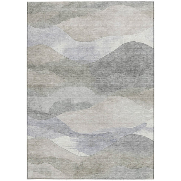 HomeRoots 5' Beige and Gray Abstract Area Rug - Stylish, Washable Indoor/Outdoor Design for High-Traffic Spaces 5' X 8' 627594