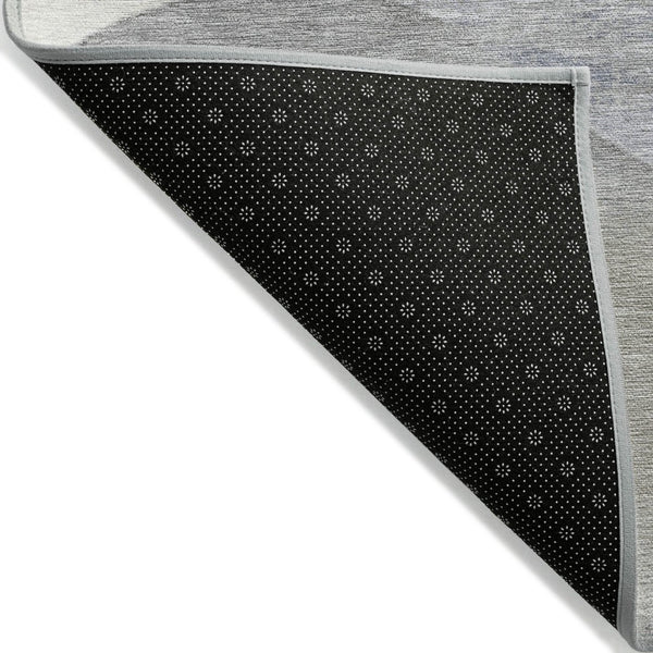 HomeRoots 5' Beige and Gray Abstract Area Rug - Stylish, Washable Indoor/Outdoor Design for High-Traffic Spaces 8' Round 627595