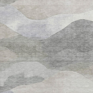 HomeRoots 5' Beige and Gray Abstract Area Rug - Stylish, Washable Indoor/Outdoor Design for High-Traffic Spaces 8' X 10' 627596