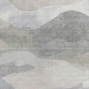 HomeRoots 5' Beige and Gray Abstract Area Rug - Stylish, Washable Indoor/Outdoor Design for High-Traffic Spaces 9' X 12' 627597