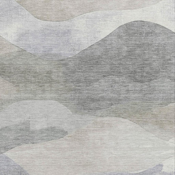 HomeRoots 5' Beige and Gray Abstract Area Rug - Stylish, Washable Indoor/Outdoor Design for High-Traffic Spaces 9' X 12' 627597