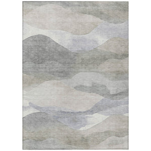 HomeRoots 5' Beige and Gray Abstract Area Rug - Stylish, Washable Indoor/Outdoor Design for High-Traffic Spaces 10' X 14' 627598