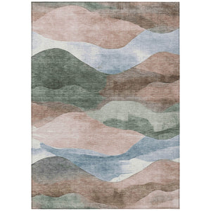 HomeRoots 5' Durable Salmon and Emerald Abstract Rug for Indoor/Outdoor Use - Machine Washable & Stylish Design 10' X 14' 627622