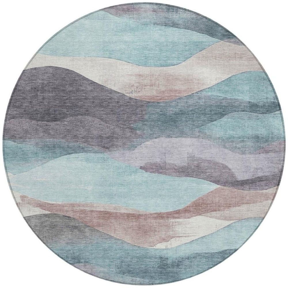 HomeRoots 5' Bold Teal Blue and Plum Abstract Area Rug – Durable, Washable for Indoor & Outdoor Spaces! 5' X 8' 627624
