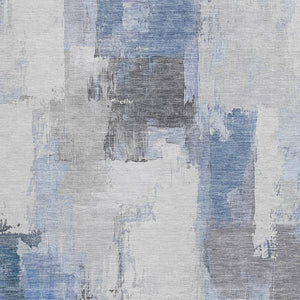 HomeRoots 5' Denim Blue and Ivory Abstract Area Rug – Stylish Washable Design for Indoor and Outdoor Use 5' X 8' 627630