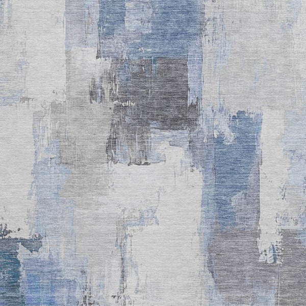 HomeRoots 5' Denim Blue and Ivory Abstract Area Rug – Stylish Washable Design for Indoor and Outdoor Use 5' X 8' 627630