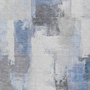 HomeRoots 5' Denim Blue and Ivory Abstract Area Rug – Stylish Washable Design for Indoor and Outdoor Use 9' X 12' 627633