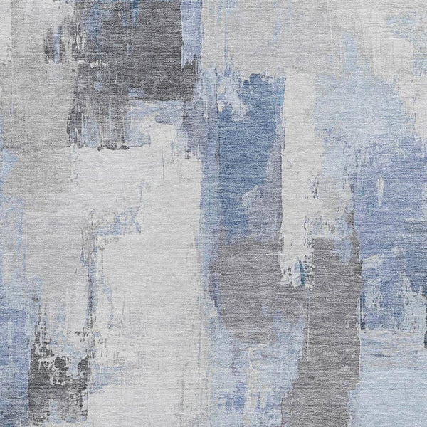 HomeRoots 5' Denim Blue and Ivory Abstract Area Rug – Stylish Washable Design for Indoor and Outdoor Use 10' X 14' 627634