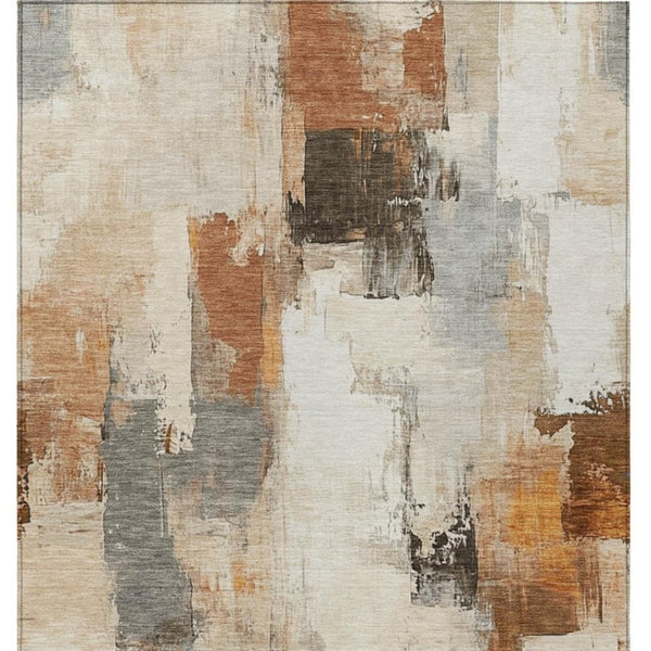 HomeRoots 5' Abstract Ivory and Rust Washable Area Rug - Stylish, Durable Design for Indoor and Outdoor Spaces 5' X 8' 627642