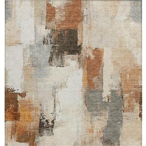 HomeRoots 5' Abstract Ivory and Rust Washable Area Rug - Stylish, Durable Design for Indoor and Outdoor Spaces 5' X 8' 627642