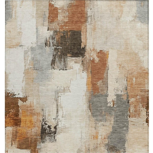 HomeRoots 5' Abstract Ivory and Rust Washable Area Rug - Stylish, Durable Design for Indoor and Outdoor Spaces 5' X 8' 627642
