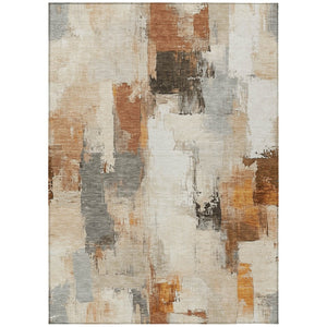 HomeRoots 5' Abstract Ivory and Rust Washable Area Rug - Stylish, Durable Design for Indoor and Outdoor Spaces 5' X 8' 627642