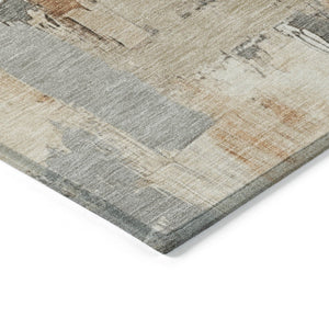 HomeRoots 5' Abstract Ivory and Rust Washable Area Rug - Stylish, Durable Design for Indoor and Outdoor Spaces 8' Round 627643