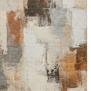 HomeRoots 5' Abstract Ivory and Rust Washable Area Rug - Stylish, Durable Design for Indoor and Outdoor Spaces 10' X 14' 627646