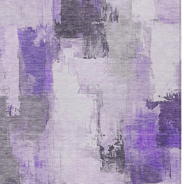 HomeRoots 5' Artistic Lavender and Ivory Abstract Area Rug - Washable, Durable, Indoor/Outdoor Style for Home 5' X 8' 627648