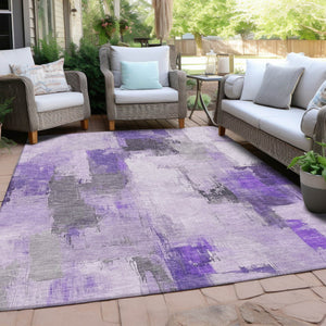 HomeRoots 5' Artistic Lavender and Ivory Abstract Area Rug - Washable, Durable, Indoor/Outdoor Style for Home 8' X 10' 627650