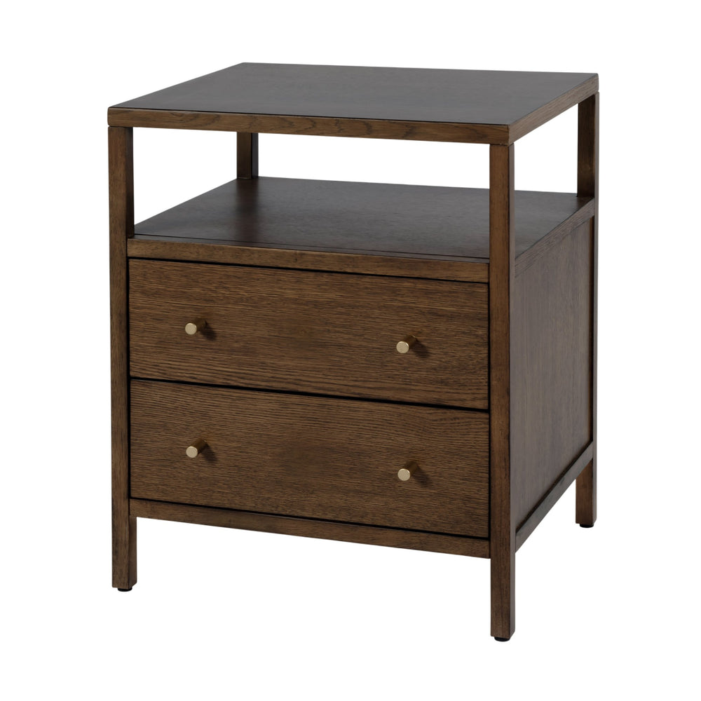 Butler Specialty Butler Mendel Narrow Nightstand in Walnut — Compact 2-Drawer Nightstand with Open Shelf, Soft-Close (96 chars) 6276513