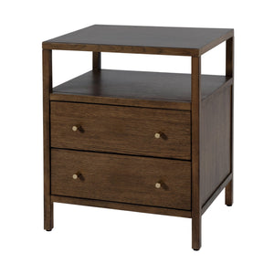 Butler Specialty Butler Mendel Narrow Nightstand in Walnut — Compact 2-Drawer Nightstand with Open Shelf, Soft-Close (96 chars) 6276513