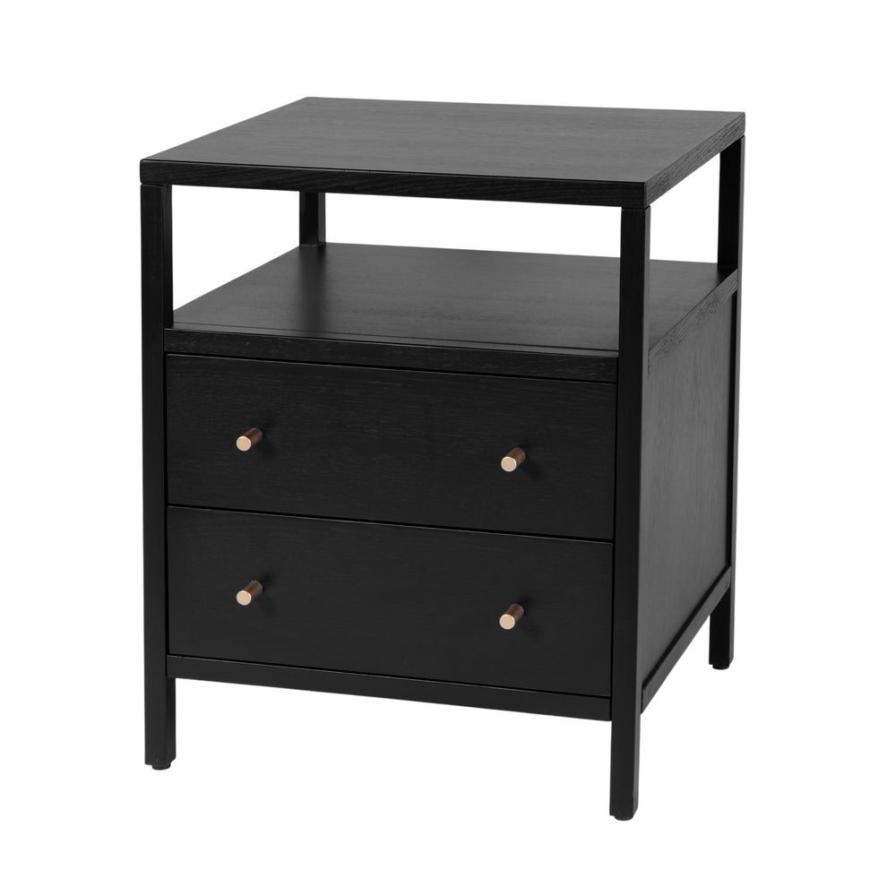 Butler Specialty Butler Mendel Nightstand in Black Finish with Two Soft-Close Drawers and Open Shelf for Organized Style 21.25"W x 18.5"D x 26.50"H 6276515