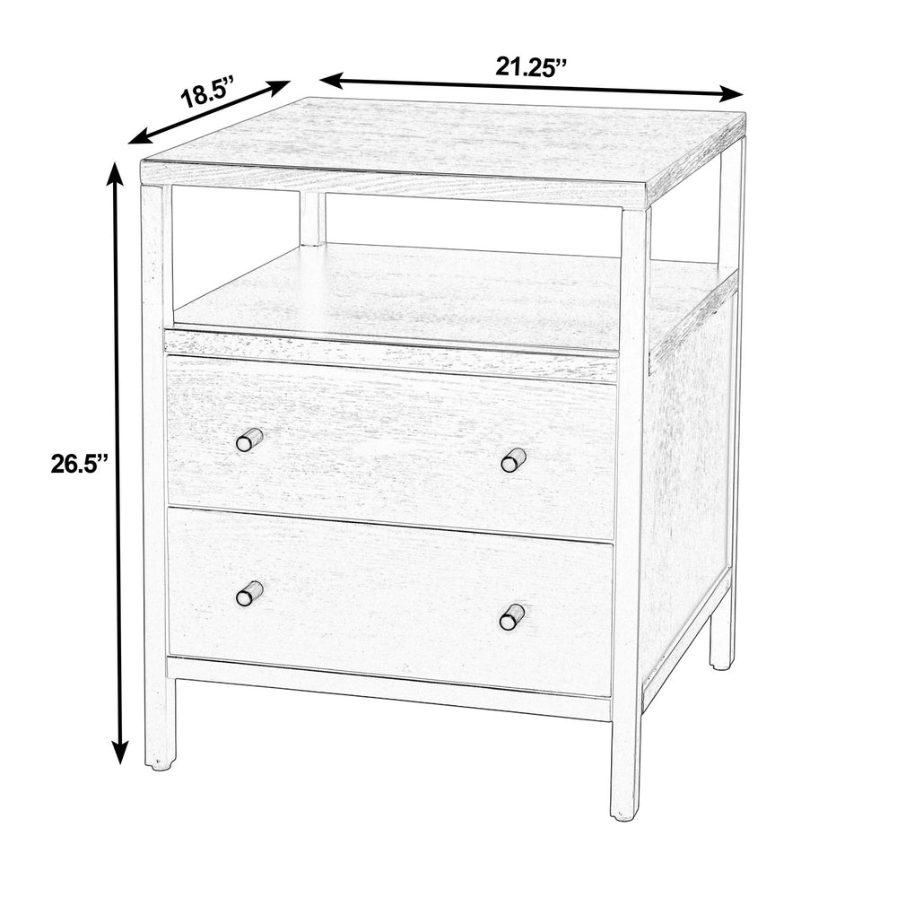 Butler Specialty Butler Mendel Nightstand in Black Finish with Two Soft-Close Drawers and Open Shelf for Organized Style 21.25"W x 18.5"D x 26.50"H 6276515