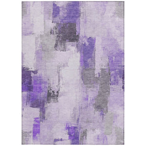 HomeRoots 5' Artistic Lavender and Ivory Abstract Area Rug - Washable, Durable, Indoor/Outdoor Style for Home 9' X 12' 627651