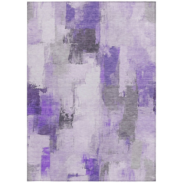 HomeRoots 5' Artistic Lavender and Ivory Abstract Area Rug - Washable, Durable, Indoor/Outdoor Style for Home 9' X 12' 627651