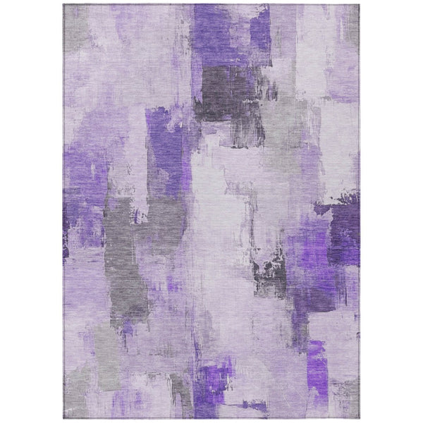 HomeRoots 5' Artistic Lavender and Ivory Abstract Area Rug - Washable, Durable, Indoor/Outdoor Style for Home 9' X 12' 627651