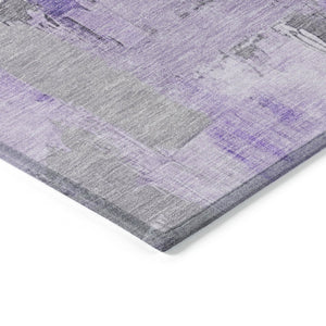 HomeRoots 5' Artistic Lavender and Ivory Abstract Area Rug - Washable, Durable, Indoor/Outdoor Style for Home 10' X 14' 627652
