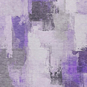 HomeRoots 5' Artistic Lavender and Ivory Abstract Area Rug - Washable, Durable, Indoor/Outdoor Style for Home 10' X 14' 627652