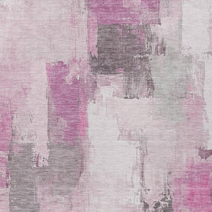 HomeRoots 5' Modern Pink and Silver Abstract Area Rug - Durable, Washable Design for Indoor and Outdoor Use 5' X 8' 627654