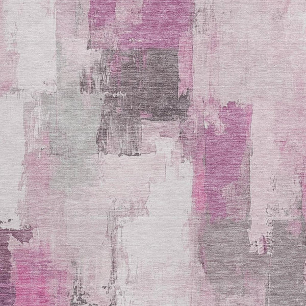 HomeRoots 5' Modern Pink and Silver Abstract Area Rug - Durable, Washable Design for Indoor and Outdoor Use 8' X 10' 627656