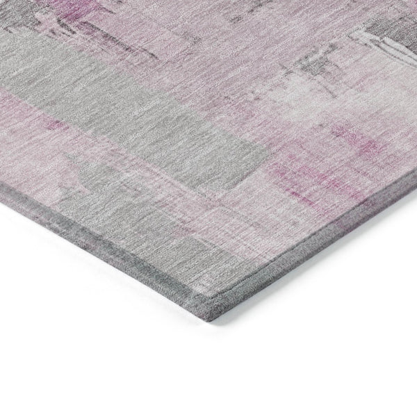 HomeRoots 5' Modern Pink and Silver Abstract Area Rug - Durable, Washable Design for Indoor and Outdoor Use 8' X 10' 627656