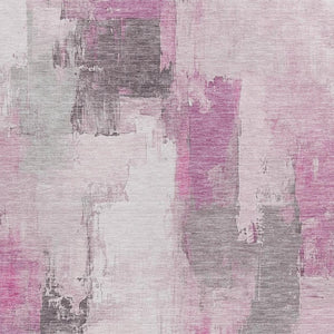 HomeRoots 5' Modern Pink and Silver Abstract Area Rug - Durable, Washable Design for Indoor and Outdoor Use 9' X 12' 627657