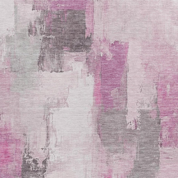 HomeRoots 5' Modern Pink and Silver Abstract Area Rug - Durable, Washable Design for Indoor and Outdoor Use 9' X 12' 627657