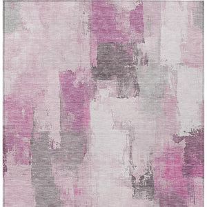 HomeRoots 5' Modern Pink and Silver Abstract Area Rug - Durable, Washable Design for Indoor and Outdoor Use 10' X 14' 627658