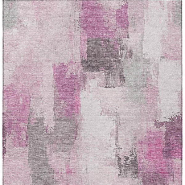 HomeRoots 5' Modern Pink and Silver Abstract Area Rug - Durable, Washable Design for Indoor and Outdoor Use 10' X 14' 627658