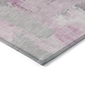 HomeRoots 5' Modern Pink and Silver Abstract Area Rug - Durable, Washable Design for Indoor and Outdoor Use 10' X 14' 627658