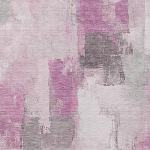 HomeRoots 5' Modern Pink and Silver Abstract Area Rug - Durable, Washable Design for Indoor and Outdoor Use 10' X 14' 627658