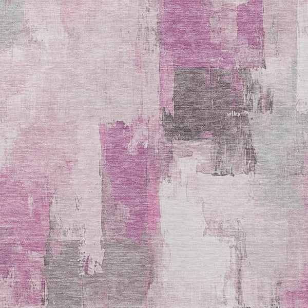 HomeRoots 5' Modern Pink and Silver Abstract Area Rug - Durable, Washable Design for Indoor and Outdoor Use 10' X 14' 627658