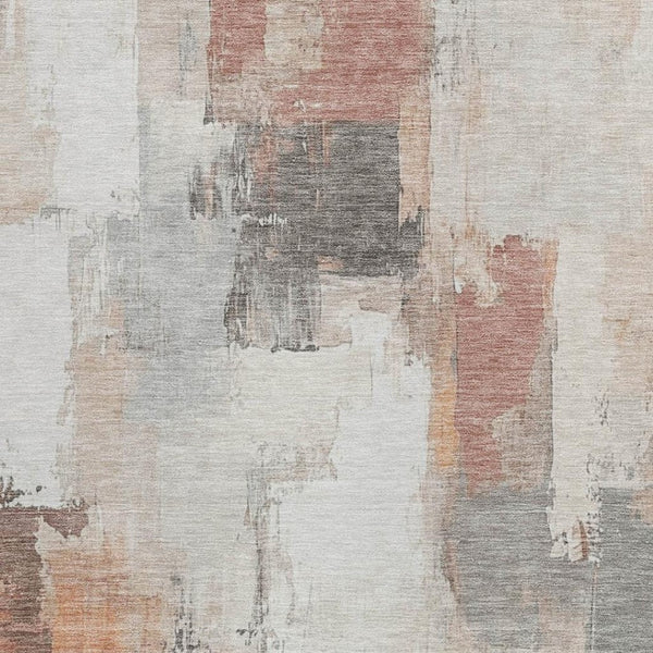 HomeRoots 5' Abstract Rust and Ivory Washable Area Rug – Durable, Stylish Indoor/Outdoor Essential for Any Space 5' X 8' 627660