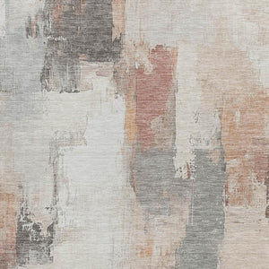 HomeRoots 5' Abstract Rust and Ivory Washable Area Rug – Durable, Stylish Indoor/Outdoor Essential for Any Space 8' X 10' 627662