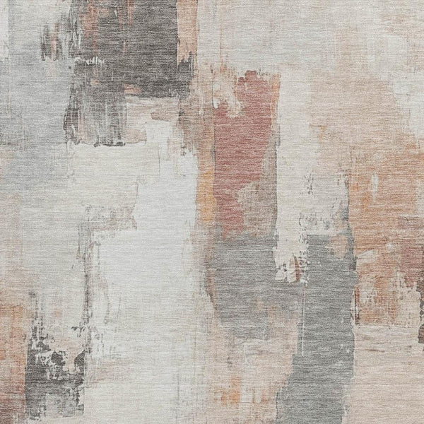 HomeRoots 5' Abstract Rust and Ivory Washable Area Rug – Durable, Stylish Indoor/Outdoor Essential for Any Space 8' X 10' 627662