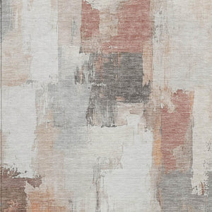 HomeRoots 5' Abstract Rust and Ivory Washable Area Rug – Durable, Stylish Indoor/Outdoor Essential for Any Space 9' X 12' 627663