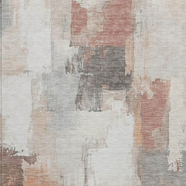 HomeRoots 5' Abstract Rust and Ivory Washable Area Rug – Durable, Stylish Indoor/Outdoor Essential for Any Space 9' X 12' 627663