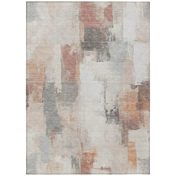 HomeRoots 5' Abstract Rust and Ivory Washable Area Rug – Durable, Stylish Indoor/Outdoor Essential for Any Space 10' X 14' 627664